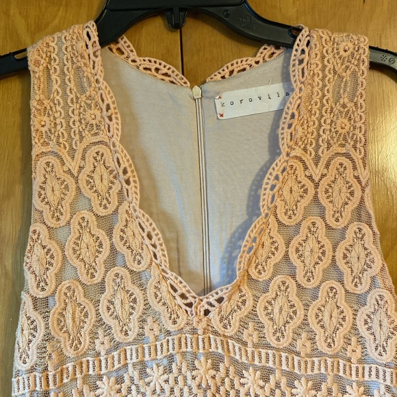 Anthropologie KOROVILAS Calantha Laced In Maxi Dress In Light Peach. Size S - Picture 8 of 16